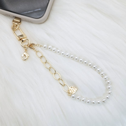 Artisan Pearl-Chain Phone Charm / Wrist Strap