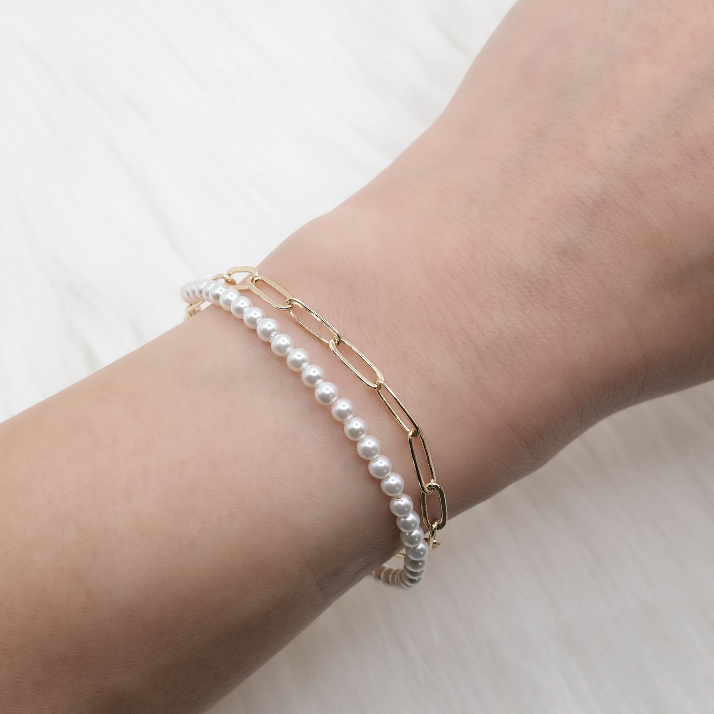Artisan Pearl Layered Chain Bracelet