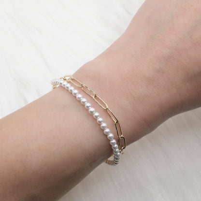 Artisan Pearl Layered Chain Bracelet